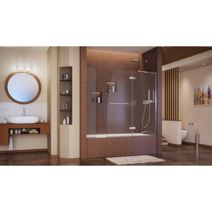DreamLine SHDR-3448580-EX-01 Aqua Ultra 57-60"W x 58"H Frameless Hinged Tub Door with Extender Panel in Chrome