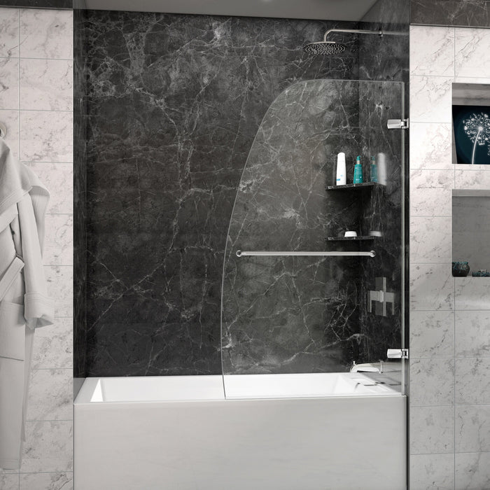 DreamLine SHDR-3534586-01 Aqua Uno 34"W x 58"H Frameless Hinged Tub Door in Chrome