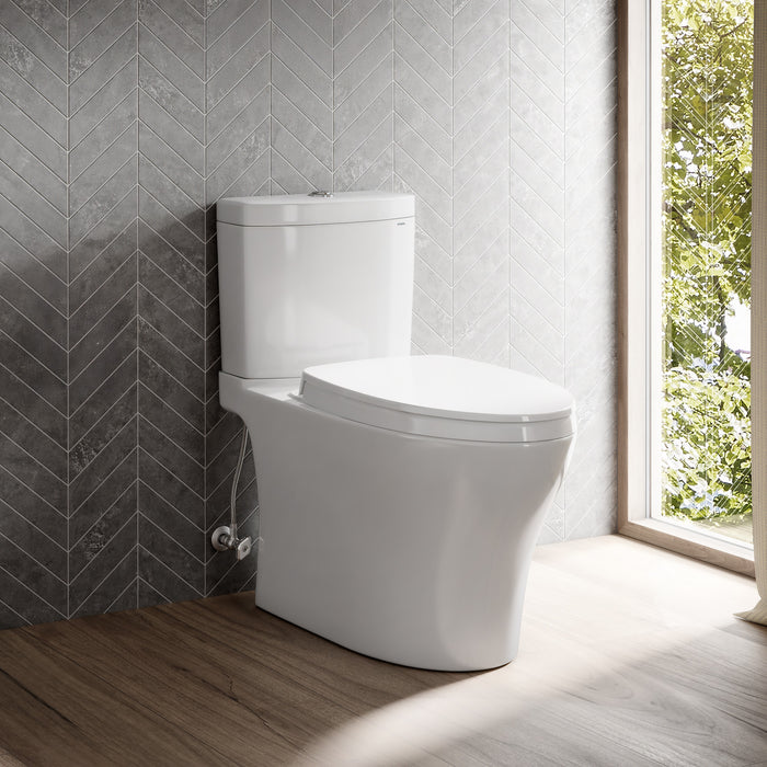 TOTO MS446124CEMFGN#01 Aquia IV Dual Flush Two-Piece Universal Height Toilet with Washlet+ Connection and Seat