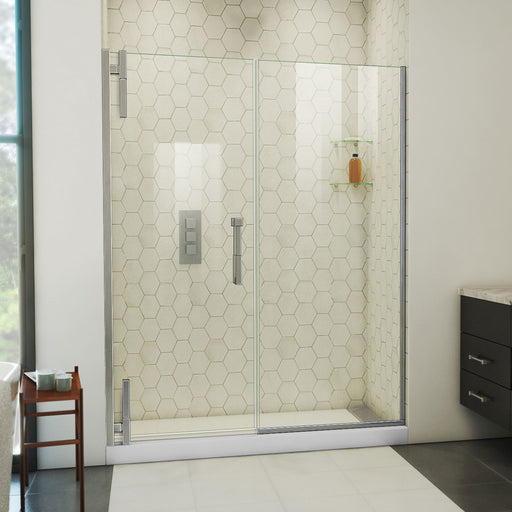DreamLine SDAD56W720VXX04 Ascend Frameless Pivot Shower Door in Brushed Nickel