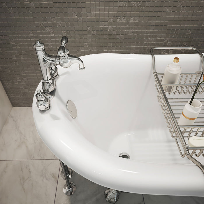 DreamLine BTAC6228FFXXF01 Atlantic 61" L x 28"H Acrylic Freestanding Bathtub with Chrome Finish