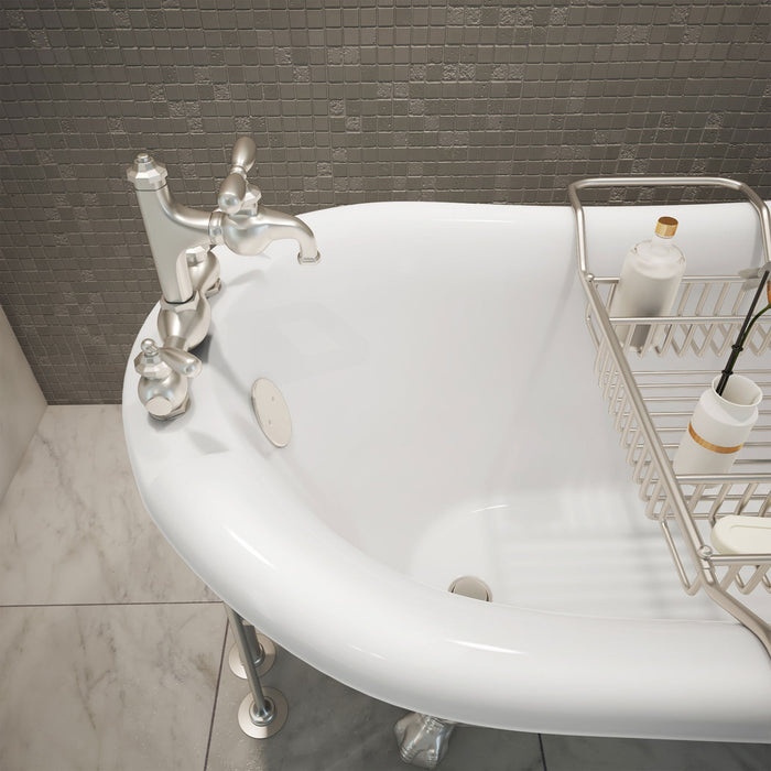 DreamLine BTAC6228FFXXF04 Atlantic 61" L x 28"H Acrylic Freestanding Bathtub with Brushed Nickel Finish