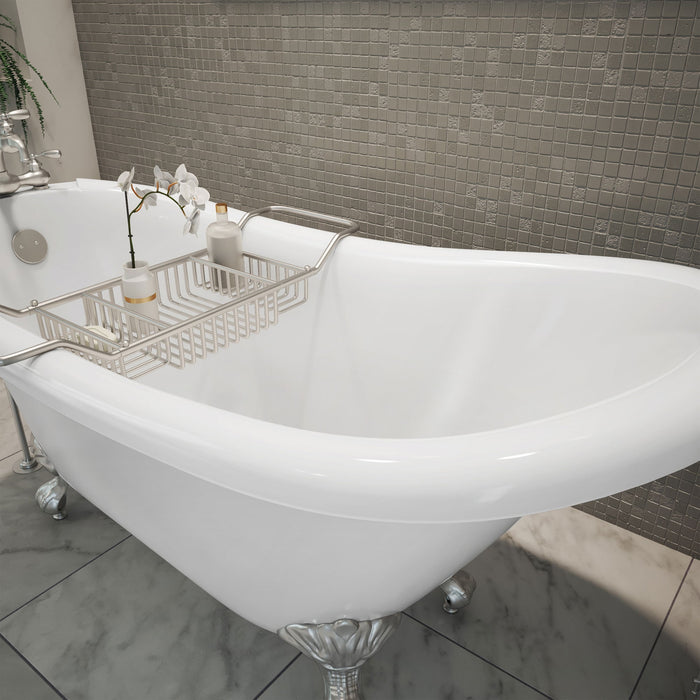 DreamLine BTAC6228FFXXF04 Atlantic 61" L x 28"H Acrylic Freestanding Bathtub with Brushed Nickel Finish