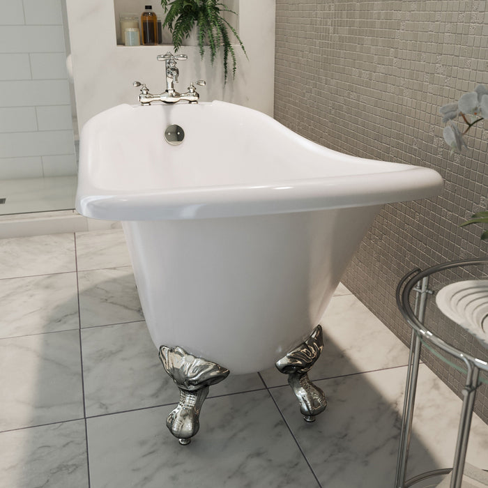 DreamLine BTAC6228FFXXF01 Atlantic 61" L x 28"H Acrylic Freestanding Bathtub with Chrome Finish