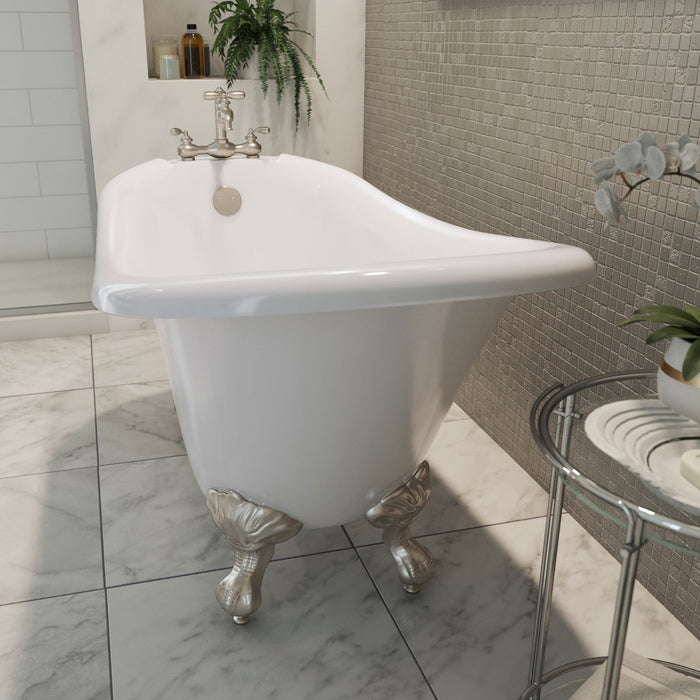 DreamLine BTAC6228FFXXF04 Atlantic 61" L x 28"H Acrylic Freestanding Bathtub with Brushed Nickel Finish