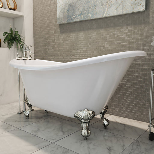 DreamLine BTAC6228FFXXF01 Atlantic 61" x 28" Acrylic Freestanding Bathtub with Chrome Finish
