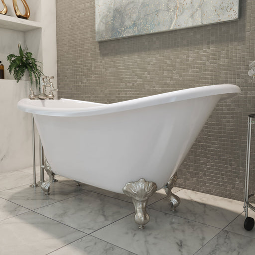 DreamLine BTAC6228FFXXF04 Atlantic 61" x 28" Acrylic Freestanding Bathtub with Brushed Nickel Finish