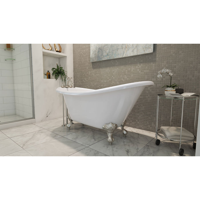 DreamLine BTAC6228FFXXF04 Atlantic 61" L x 28"H Acrylic Freestanding Bathtub with Brushed Nickel Finish