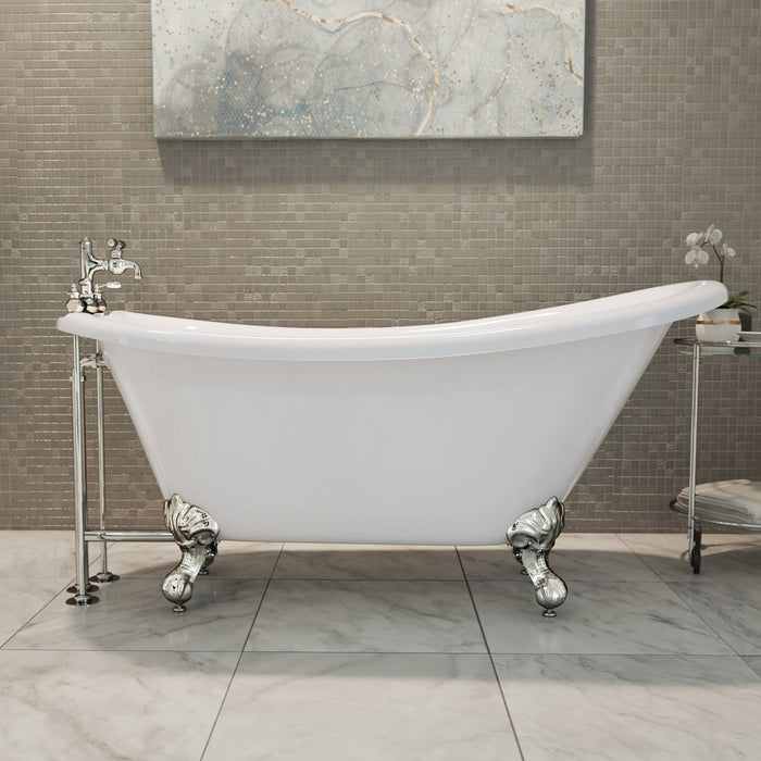 DreamLine BTAC6228FFXXF01 Atlantic 61" L x 28"H Acrylic Freestanding Bathtub with Chrome Finish