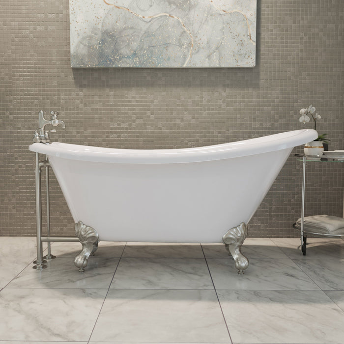 DreamLine BTAC6228FFXXF04 Atlantic 61" L x 28"H Acrylic Freestanding Bathtub with Brushed Nickel Finish