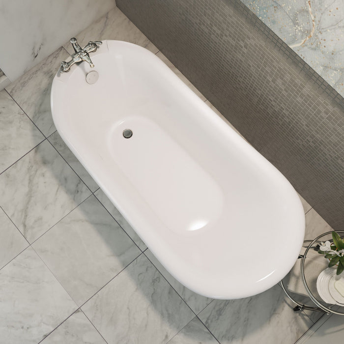 DreamLine BTAC6228FFXXF01 Atlantic 61" L x 28"H Acrylic Freestanding Bathtub with Chrome Finish