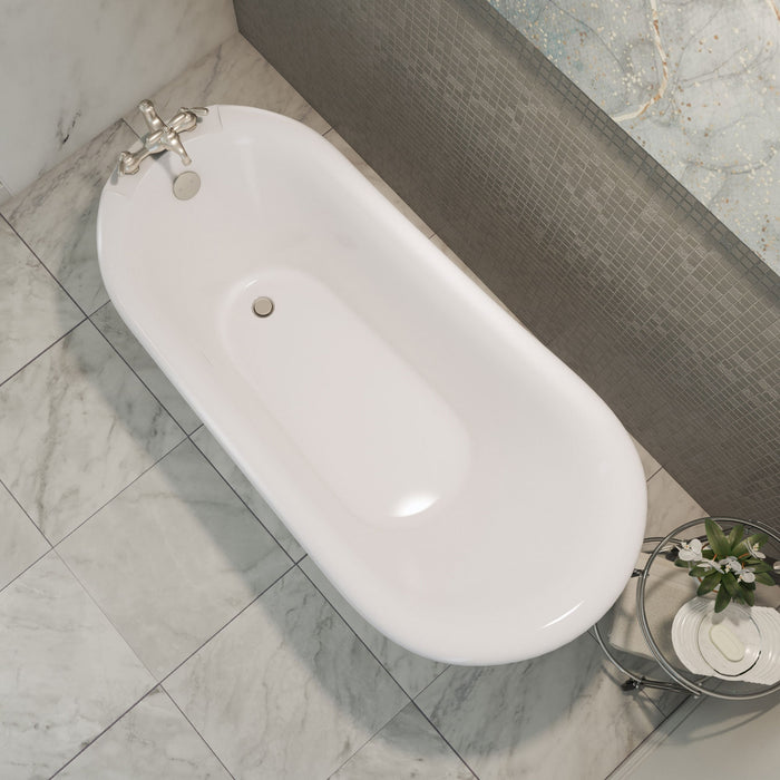 DreamLine BTAC6228FFXXF04 Atlantic 61" L x 28"H Acrylic Freestanding Bathtub with Brushed Nickel Finish