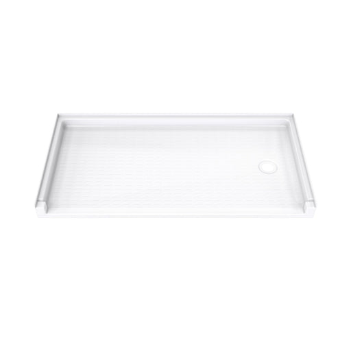 DreamLine B1DS6030LTR0001 DreamStone Right Drain Single Threshold Shower Base in White