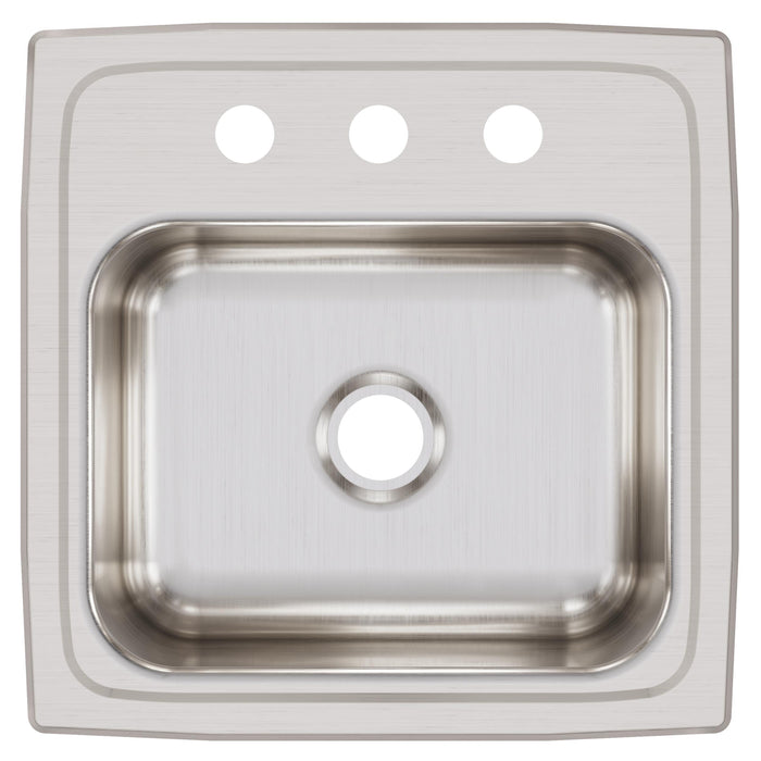 Elkay BLR15603 15" x 15" Stainless Steel 3-Hole Single-Bowl Drop-In Bar/Prep Sink in Lustrous Satin