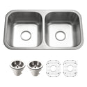 Houzer BSD-3209 Belleo 32" Stainless Steel Drop-in Topmount Double Bowl Kitchen Sink