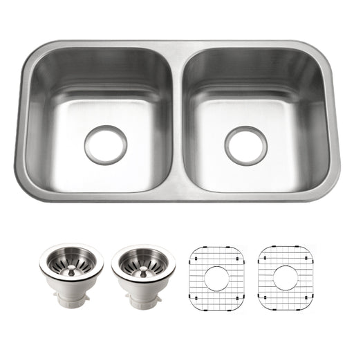 Houzer BSD-3209 Belleo 32" Stainless Steel Drop-in Topmount Double Bowl Kitchen Sink