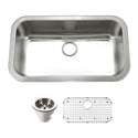 Houzer BSG-3018 Belleo 32" Stainless Steel Drop-in Topmount Single Bowl Kitchen Sink