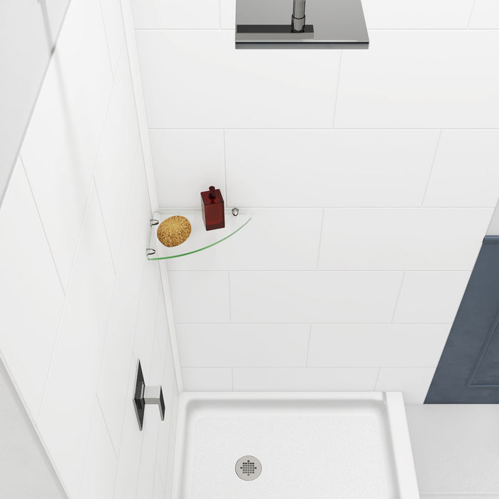 DreamLine BWDS36362TC0001 DreamStone 36"D x 36"W Shower Base and Wall Kit in White Traditional Subway Pattern