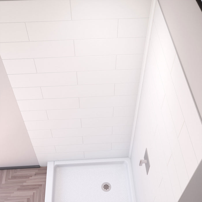 DreamLine BWDS36362MC0001 DreamStone 36"D x 36"W Shower Base and Wall Kit in White Modern Subway Pattern