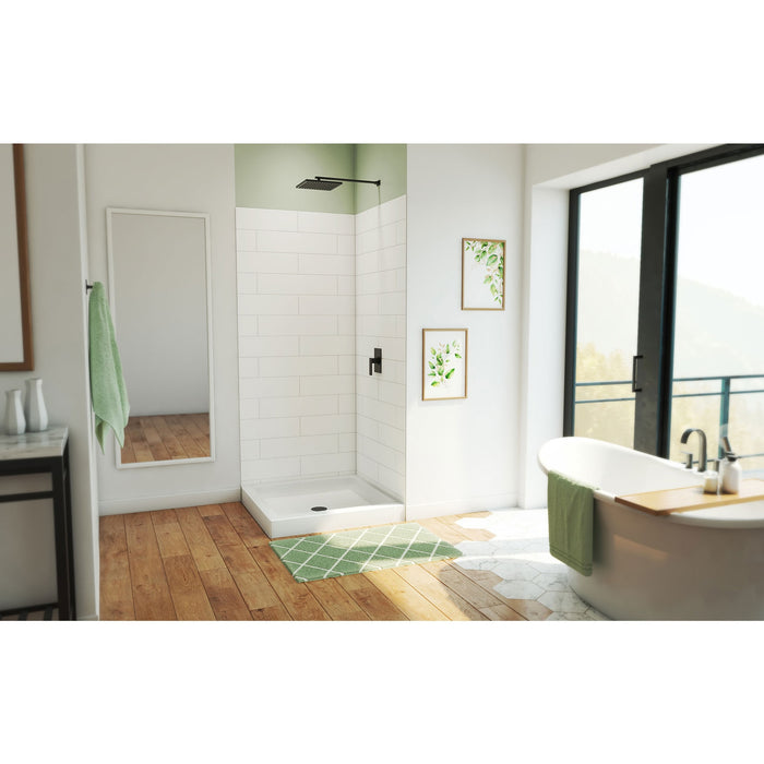 DreamLine BWDS36362MC0001 DreamStone 36"D x 36"W Shower Base and Wall Kit in White Modern Subway Pattern