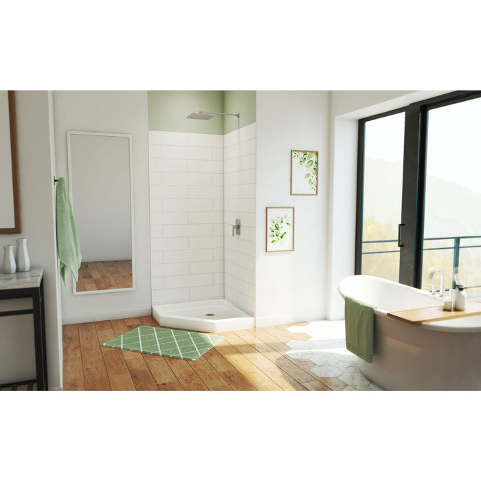 DreamLine BWDS38383MC0001 DreamStone 38"D x 38"W Shower Base and Wall Kit in White Modern Subway Pattern