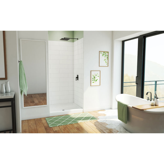 DreamLine BWDS42341MC0001 DreamStone 34"D x 42"W Shower Base and Wall Kit in White Modern Subway Pattern