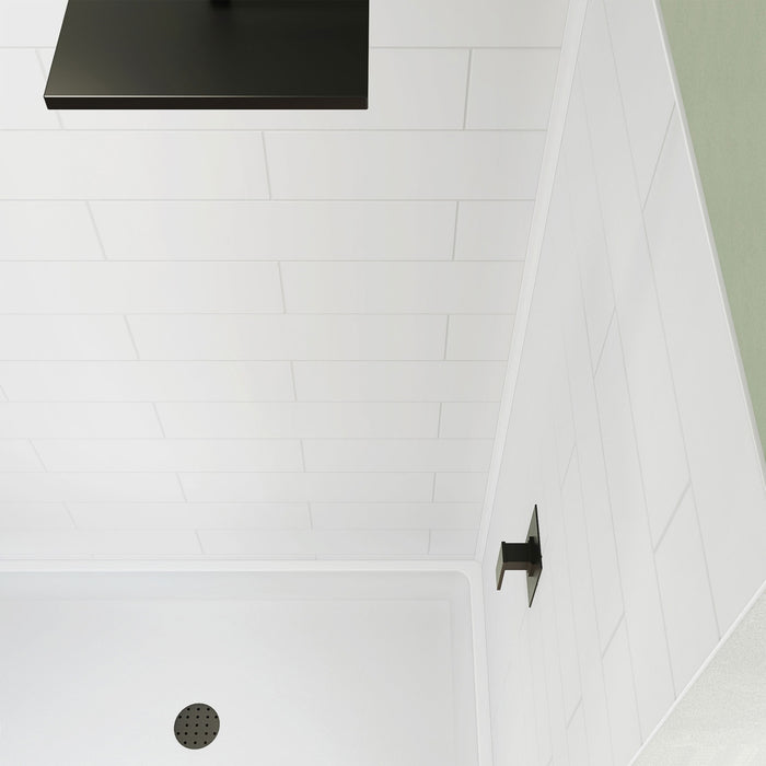 DreamLine BWDS48321MC0001 DreamStone 32"D x 48"W Shower Base and Wall Kit in White Modern Subway Pattern