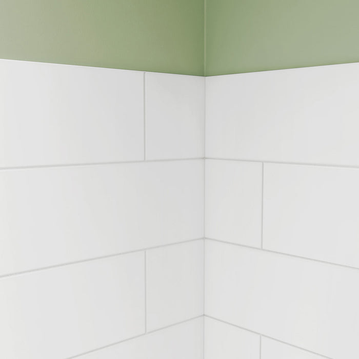 DreamLine BWDS48321MC0001 DreamStone 32"D x 48"W Shower Base and Wall Kit in White Modern Subway Pattern