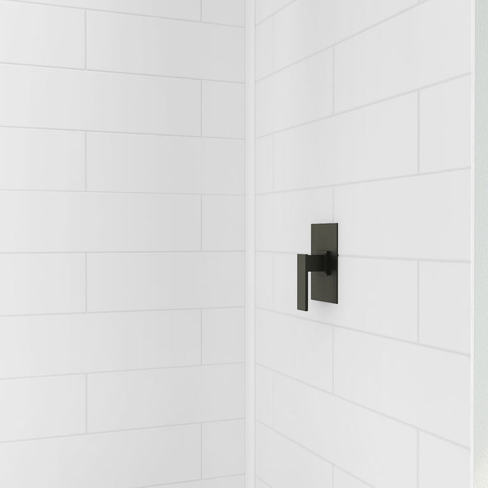 DreamLine BWDS48321MC0001 DreamStone 32"D x 48"W Shower Base and Wall Kit in White Modern Subway Pattern