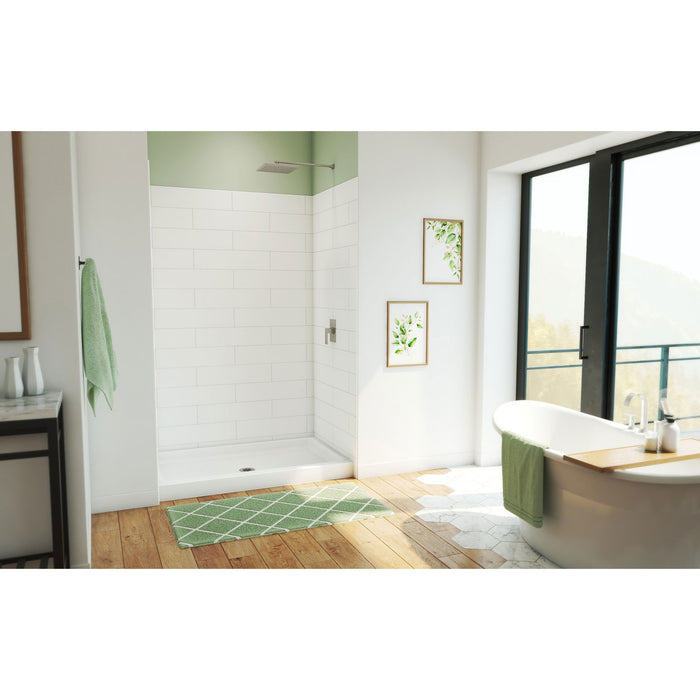 DreamLine BWDS54341MC0001 DreamStone 34"D x 54"W Shower Base and Wall Kit in White Modern Subway Pattern