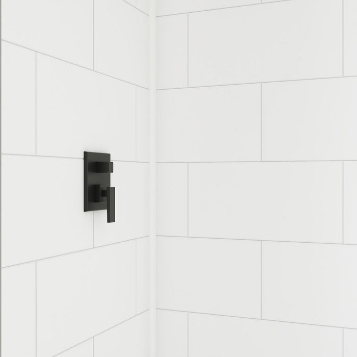 DreamLine BWDS60321TC0001 DreamStone 32"D x 60"W Shower Base and Wall Kit in White Traditional Subway Pattern