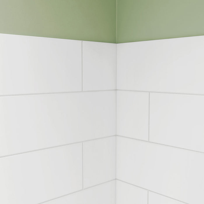DreamLine BWDS60321MC0001 DreamStone 32"D x 60"W Shower Base and Wall Kit in White Modern Subway Pattern