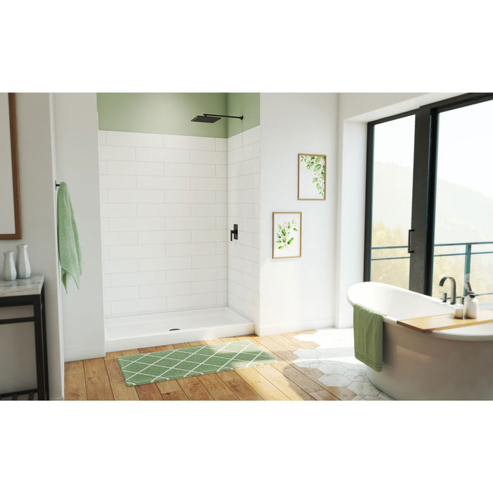 DreamLine BWDS60321MC0001 DreamStone 32"D x 60"W Shower Base and Wall Kit in White Modern Subway Pattern