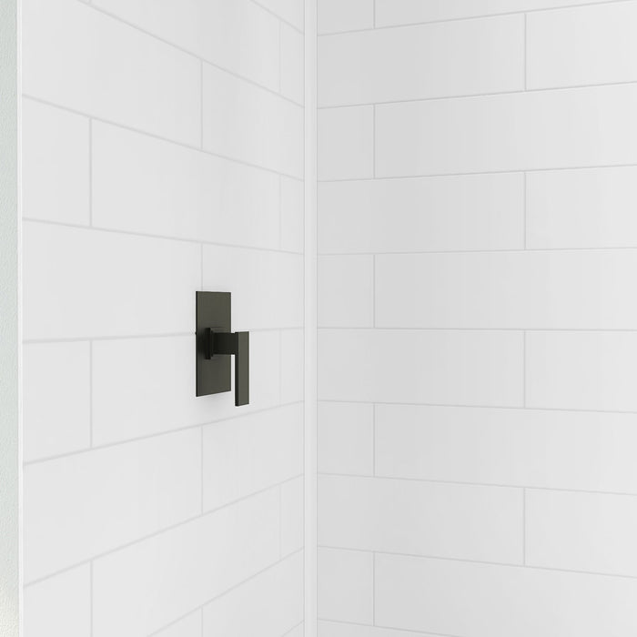 DreamLine BWDS6032SML0001 DreamStone 32"D x 60"W Shower Base and Wall Kit in White Modern Subway Pattern