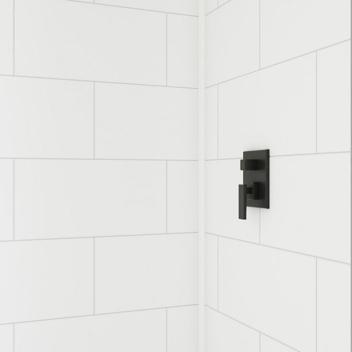 DreamLine BWDS6032STR0001 DreamStone 32"D x 60"W Shower Base and Wall Kit in White Traditional Subway Pattern