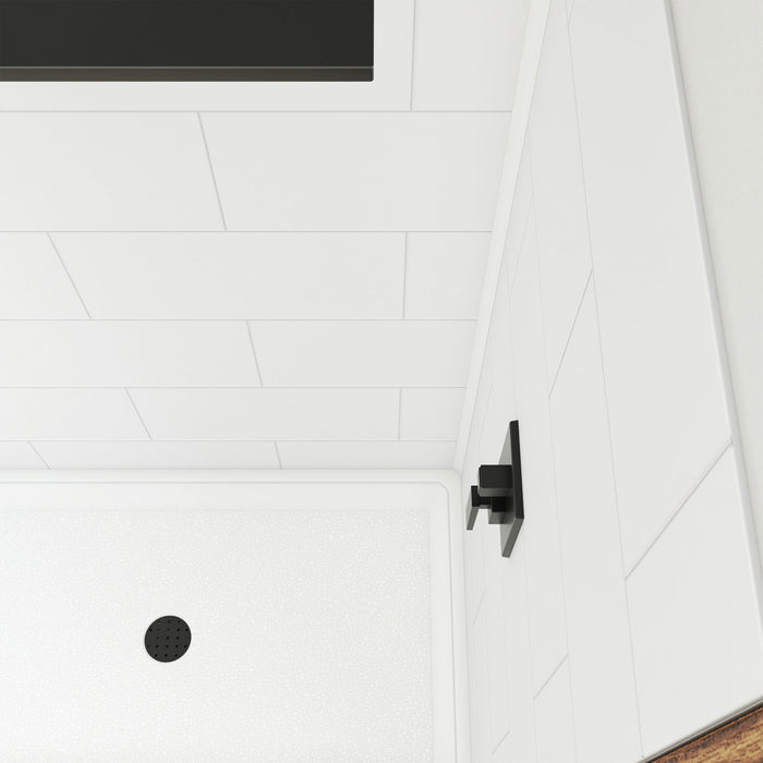 DreamLine BWDS6032STR0001 DreamStone 32"D x 60"W Shower Base and Wall Kit in White Traditional Subway Pattern