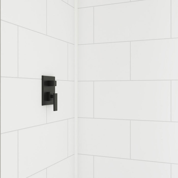 DreamLine BWDS60341TC0001 DreamStone 34"D x 60"W Shower Base and Wall Kit in White Traditional Subway Pattern