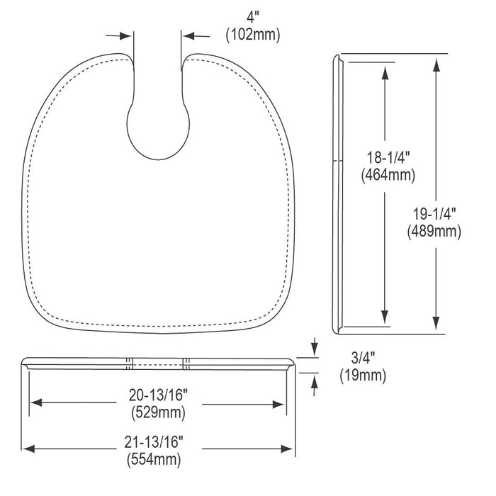 Dimension drawing for Elkay CB2213 Hardwood 21-13/16" x 19-1/4" x 3/4" Cutting Board in Solid Maple (Hardwood)