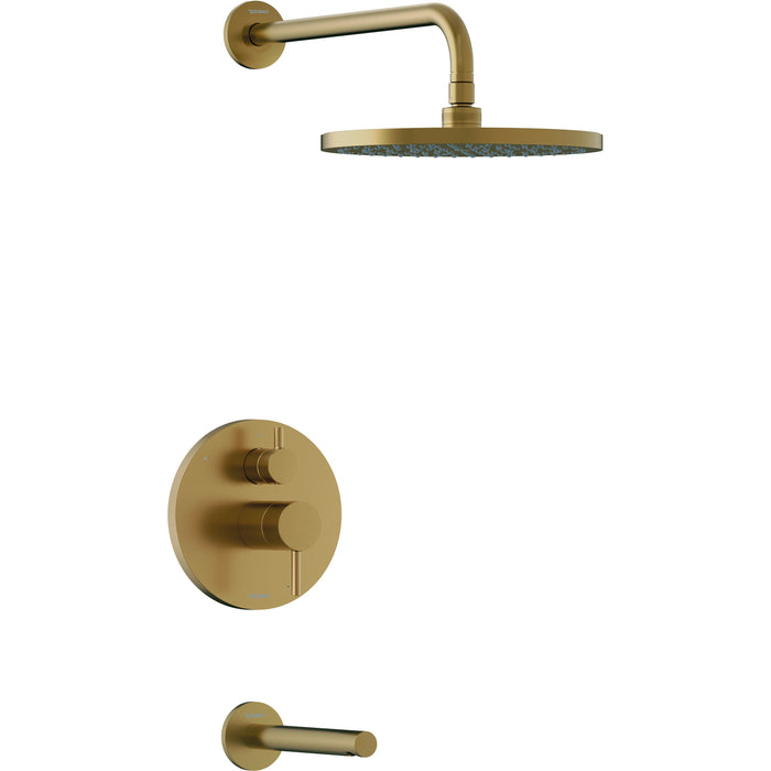 Duravit CE5300000U37 DuraCircle Tub & Shower Faucet Kit in Brushed Gold, with Pressure Balance Valve