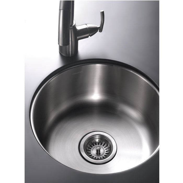Houzer CF-1830-1 Club 18" Stainless Steel Undermount Single Round Bowl Bar Sink with Strainer
