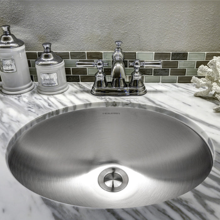 Houzer CH-1800-1 Opus 18" Stainless Steel Undermount Oval Bowl Bathroom Sink without Overflow