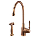 Houzer CHASS-682-AC Charlotte Series Antique Copper Solid Brass Single Handle Kitchen Faucet