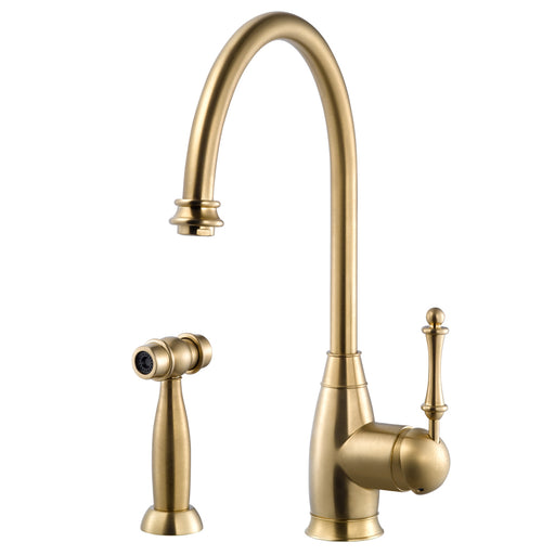 Houzer CHASS-682-BB Charlotte Series Brushed Solid Brass Single Handle Kitchen Faucet