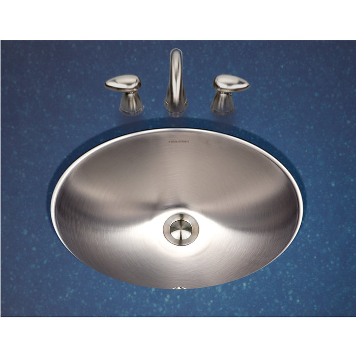 Houzer CHO-1800-1 Opus 18" Stainless Steel Undermount Oval Bowl Bathroom Sink with Overflow Drain Assembly