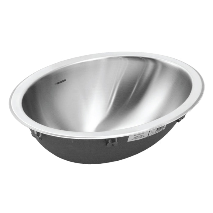 Houzer CHT-1800-1 Opus 18" Stainless Steel Drop-in Oval Bathroom Sink without Overflow