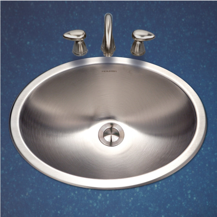 Houzer CHT-1800-1 Opus 18" Stainless Steel Drop-in Oval Bathroom Sink without Overflow