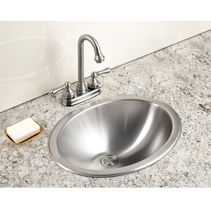 Houzer CHT-1800-1 Opus 18" Stainless Steel Drop-in Oval Bathroom Sink without Overflow