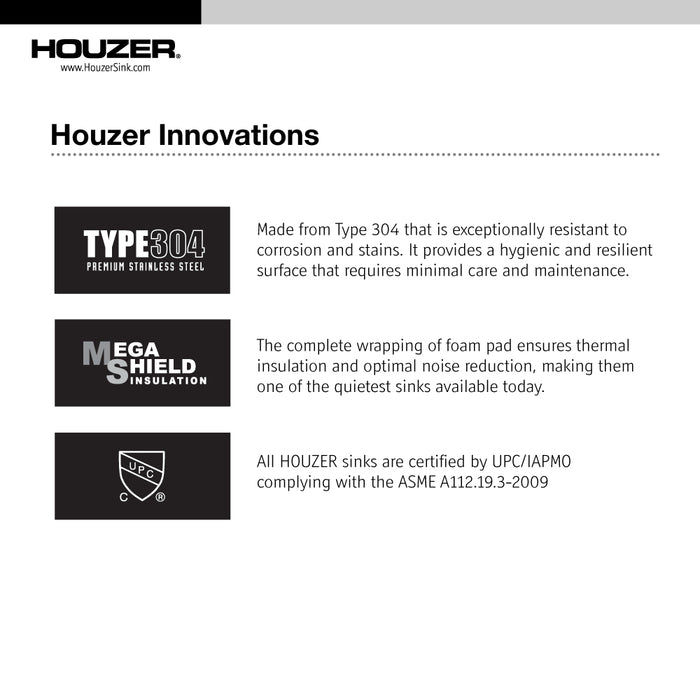 Houzer CNB-1200 Savior 12" Stainless Steel Undermount Kitchen Bar Sink with Strainer & Grid