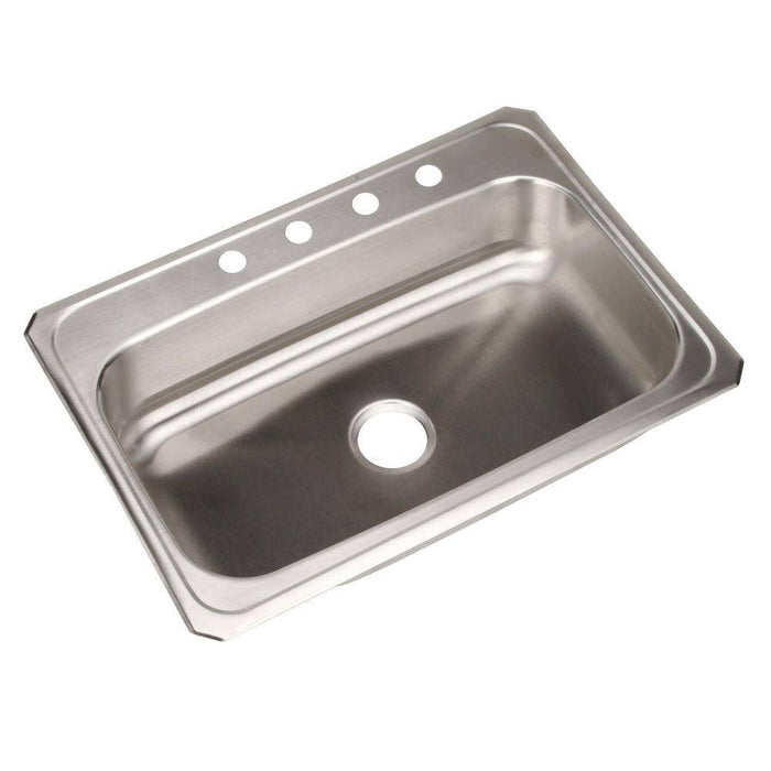 Elkay CR31224 31" x 22" Stainless Steel 4-Hole Single-Bowl Drop-In Kitchen Sink in Brushed Satin