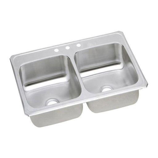Elkay CR43223 Stainless Steel 3-Hole Double-Bowl Drop-In Kitchen Sink